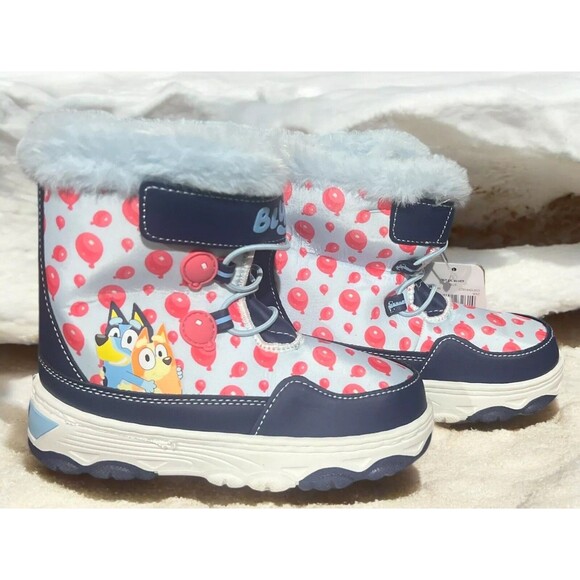 Bluey Snow Boots Toddler 12 Disney Light Up Bingo Blue Pink Balloons Winter NEW - Picture 1 of 4